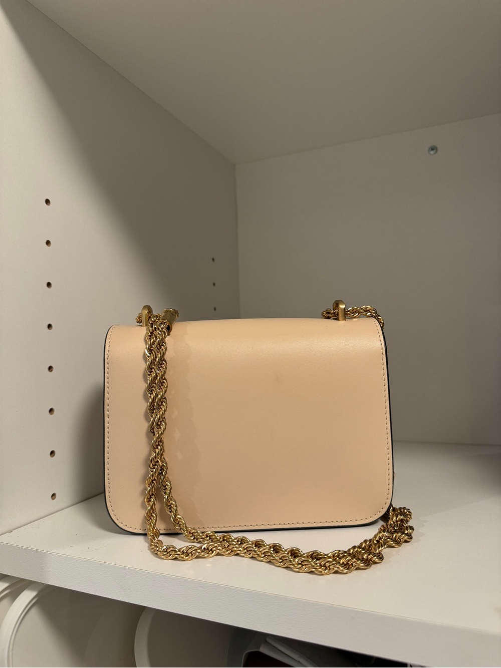 Tory Burch Blush Cream Leather Crossbody with Gold Logo Chain - Picture 2 of 4